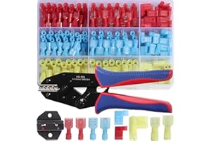 XINTAIHELE Nylon Right Angle Spade Connector Kit 90 Degree Insulated Flag Terminal Quick Disconnect Wire Connector Crimper To