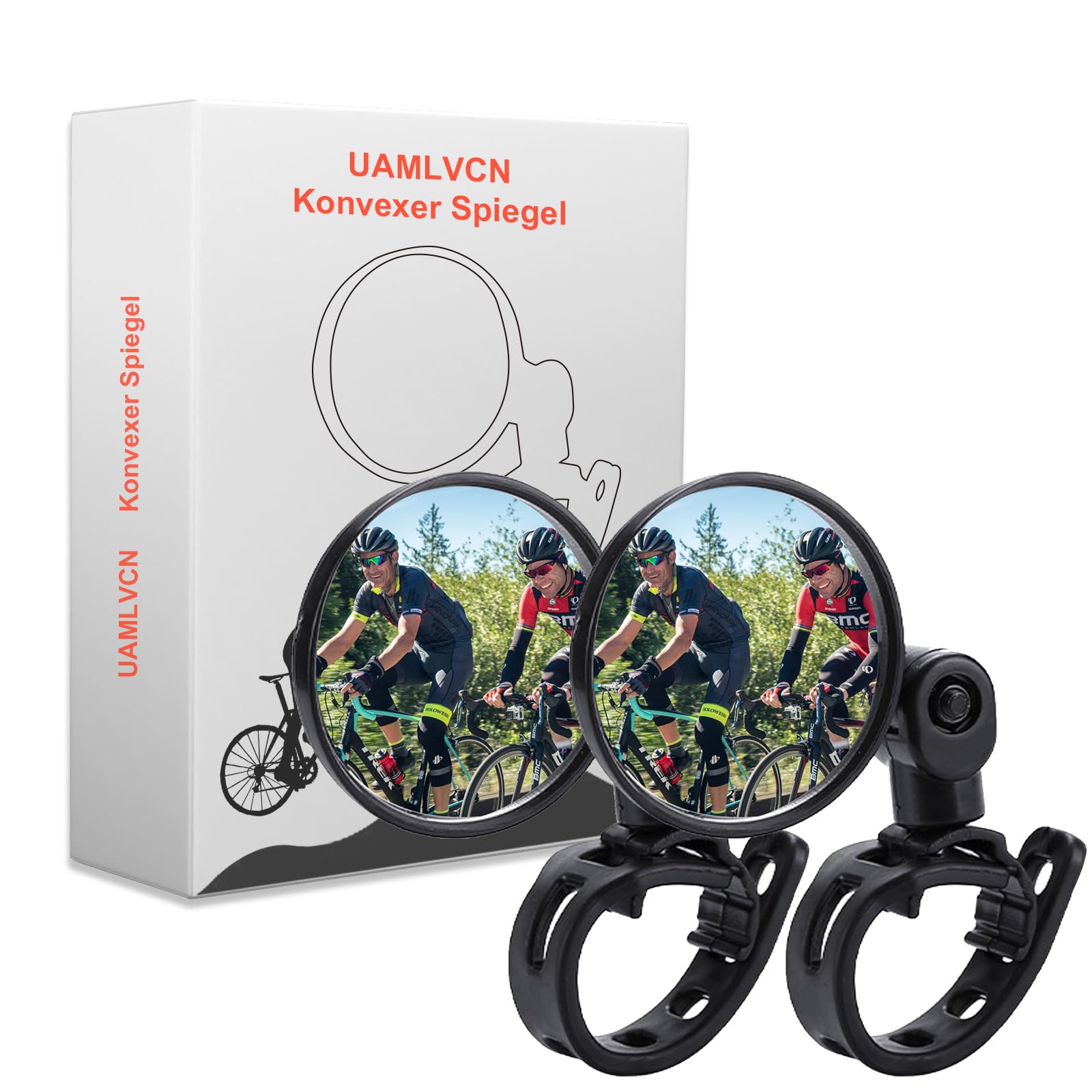 UAMLVCN Bicycle Mirror, Pack of 2, 360° Rotatable, Foldable Universal for Handlebars 15-35 mm, Left, for Bicycle, Road Bike, Scooter, Mountain Bike