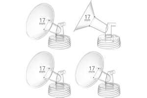 GOTOCUT 4PCS 17mm Breast Pump Flanges, Compatible with Spectra S1/S2/9Plus/Synergy Gold, Motif Luna, Wide-Mouth Bottle Fit, Breast Pump Accessories