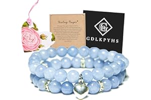 GDLKPYHS 2Pcs Healing Crystal Bracelets for Women Handmade Beaded Bracelet Healing Prayers Crystal 8mm Natural Stone Beads Bracelet Stress Relief Get Well Soon Gifts