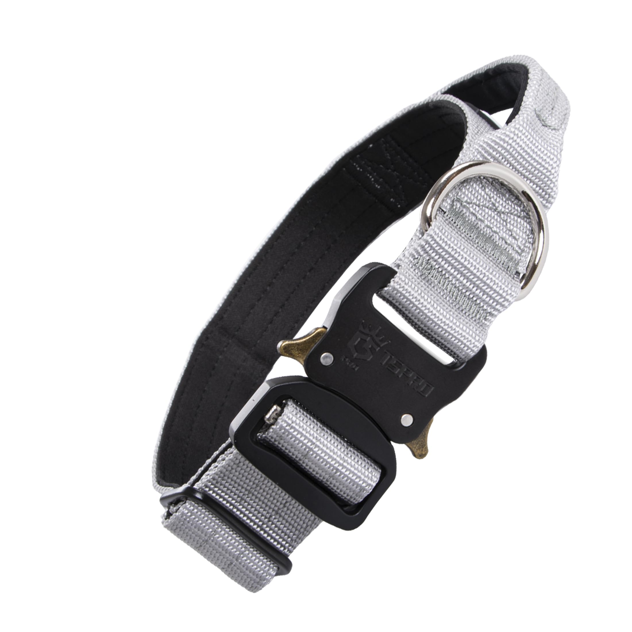 Photo 1 of TSPRO Premium Dog Collars Tactical Dog Collar with Handle and Heavy Duty Quick-Release Metal Buckle Durable Thick and Adjustable for Medium to Large Dogs (Silver M)
