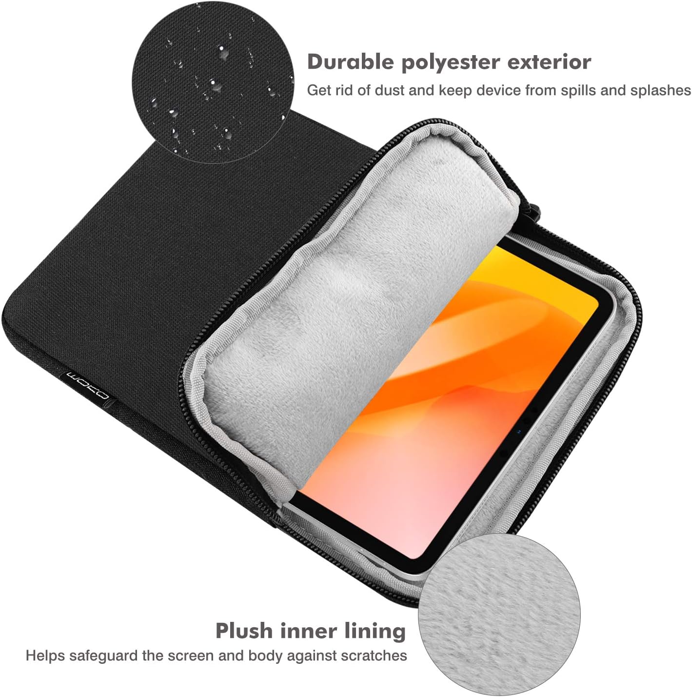 MoKo 13 Inch Tablet Sleeve Fits 13inch iPad Air M3 2025, iPad Pro M4/Air M2 2024, iPad Pro 12.9, Galaxy Tab S8+/S9+ 12.4 - Image 4