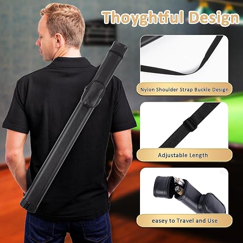 Housse De Queue De Billard 1x1 En PU – Sac Souple Pour Deux Pièces, 58 Pouces Max – Anneau De Suspension Inclus