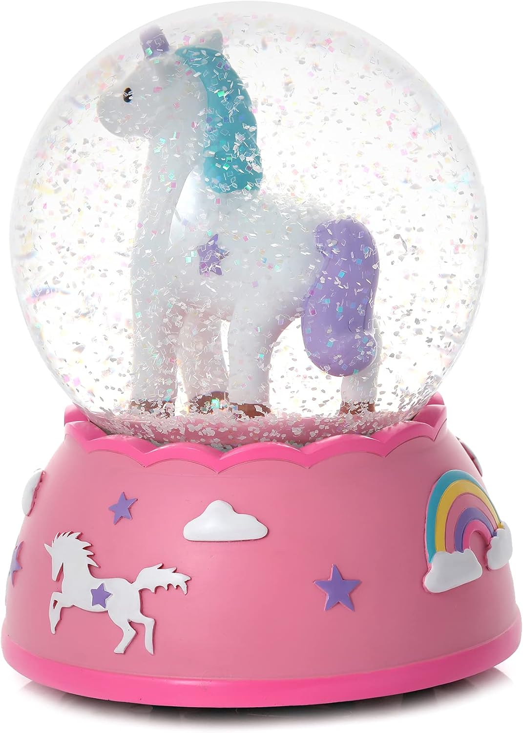Snow Globes - Shatterproof Unicorn Snow Globe for Girls - Handpainted with Musical Melody - Plastic Snow Globes for Kids - Unbreakable Snow Globe - Child Safe