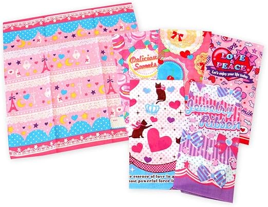 Amazon さくらんぼ ワンサイズ 子供 ハンカチ 女の子 ファンシー柄 レース マカロン さくらんぼ ハートロゴ ネコ リボン ネームスペース付 ハンドタオル ホーム キッチン オンライン通販