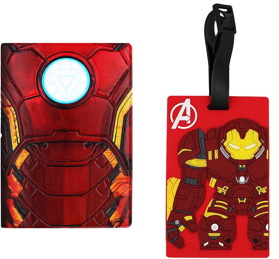Passport Cover - Anime Character Design Holder - w/Luggage Tag (Iron Man)
