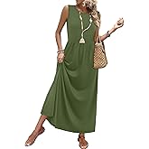 WIHOLL Summer Dresses for Women 2026 Maxi Dresses Long Flowy A Line Sleeveless Sundresses with Pockets