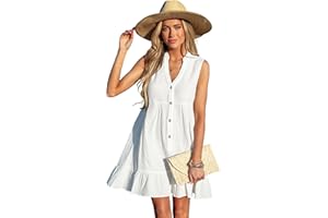 CUPSHE Women Swimsuit Coverup 100% Cotton Ruffle Hem Beach Cover Up Dresses
