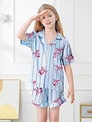 Umeyda Girls Satin Silky Collar V Neck Ruffle Short