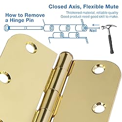 Rounded Door Hinges 3-1/2" x 3.5 inch, 5/8