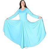 Danzcue Womens Praise Loose Fit Full Length Long Sleeve Dance Dress