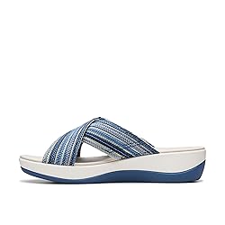 Clarks Women's Arla Wave Slide Sandal, Blue