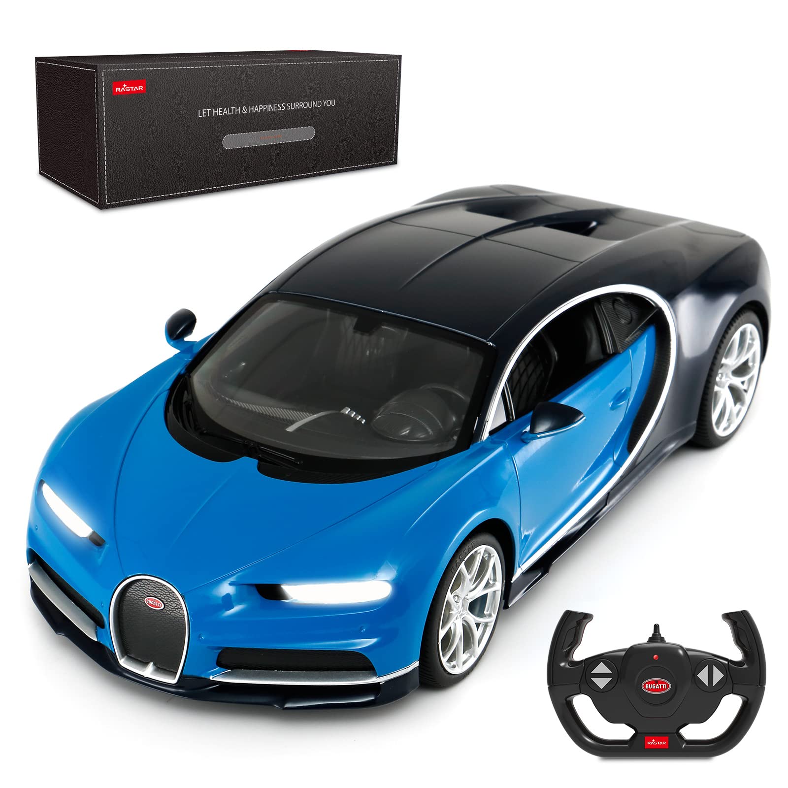 RASTAR RC Bugatti Chiron Remote Control Car, 1/14 Bugatti Chiron RC Car - Blue, Gifts for Kids Boys
