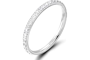 TIGRADE 2mm Womens Titanium Eternity Rings Cubic Zirconia Anniversary Wedding Engagement Band Size 3-13.5