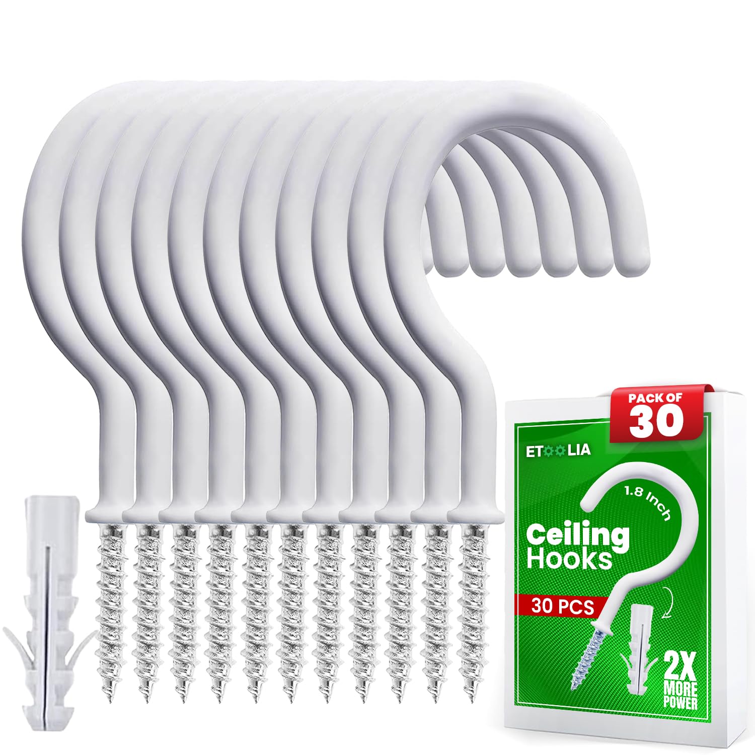 Etoolia 30 Pcs Ceiling Hooks for Hanging