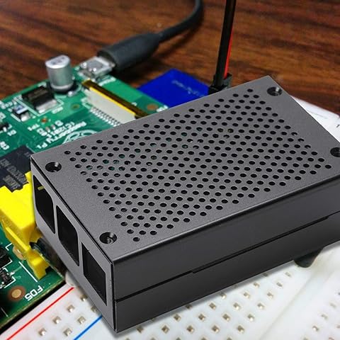 ACAMPTAR Caja de ProteccióN de Carcasa MetáLica Caja de Carcasa de AleacióN de Aluminio para Raspberry Pi 4 (Negro)