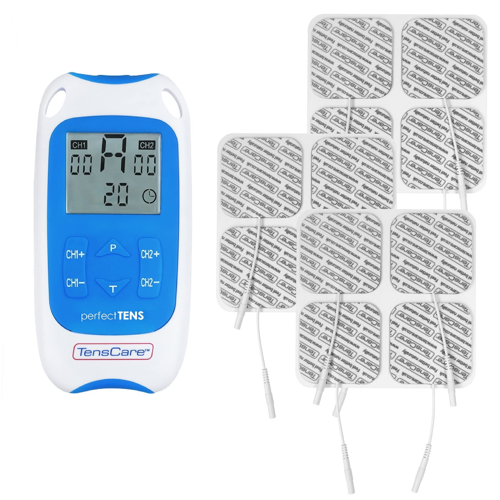 TensCare Perfect TENS + 12 E-CM5050V - Clinically Proven TENS device. Perfect for Pain Management of Acute and Chronic Pains. Can be Used at Home or on the Go