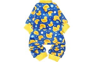 PUPTECK Soft Fleece Dog Pajamas for Small Medium Dogs, Dog Onesie Puppy Sweaters Clothes Jumpsuit Pjs, Cute Jammies Cat Coat Pet Costume Apparel