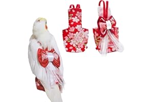 BARN ELEVEN Bird Flight Suits Diapers, Parrot Flight Suits Diapers for Monk Parakeets, Cockatiels Flight Suits, Parrot Clothes, Bird Training Nappy Suit Liners Clothes (M, Red-B)