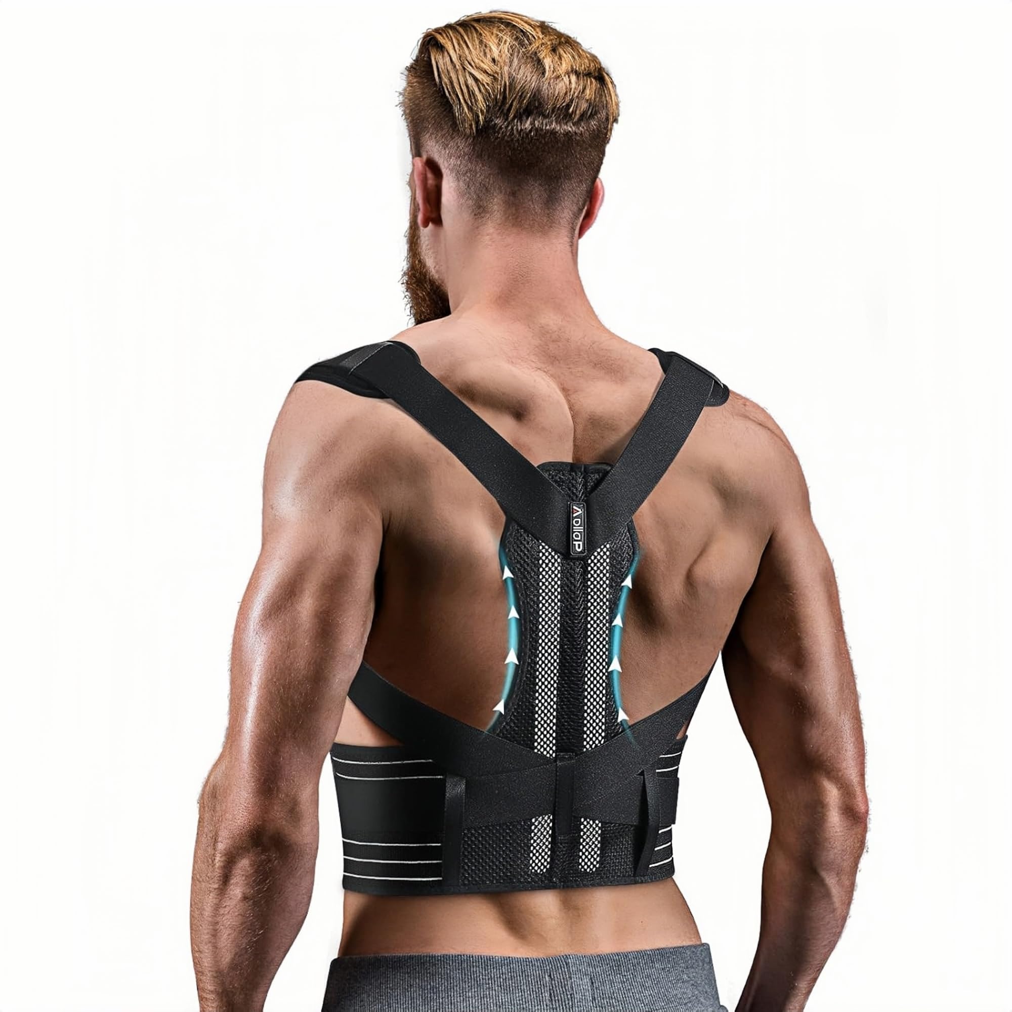 Aollop Posture Corrector Men and Women - Adjustable Spine Align Back Brace Posture Corrector to Improve Lumbar Support and Lower Back Pain Relief, Posture Support Belt for Scoliosis Hunch (35' - 47')
