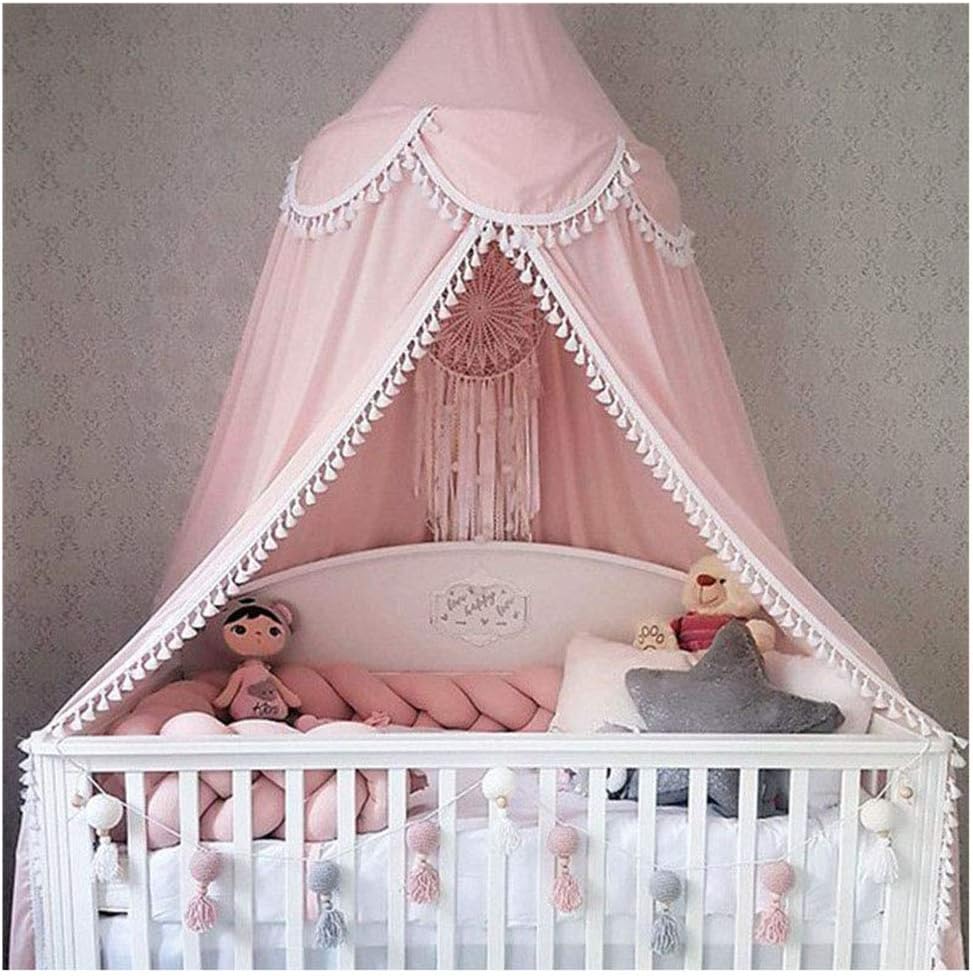 Kids Baby Dome Bed Canopy Bedcover Netting Curtain Fly Midge Insect Cot Mosquito Net - 240cm /94.5inch (Pink-A)