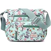 Wafybsre Crossbody Bag for Women Nylon Multi pockets Shoulder Bag Waterproof Floral Messenger Satchel Purses and Handbags