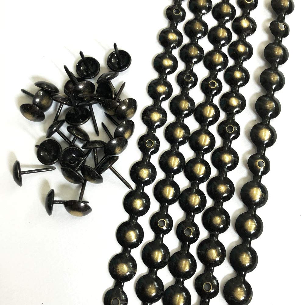 Let's Decorate 5 Meters Upholstery Tacks Strips Bronze,Decorative Nail Strips Sofa Trims Tapes,Indoor Garden Chair Tacks,Loosing Tacks Matched (11mm Bronze)