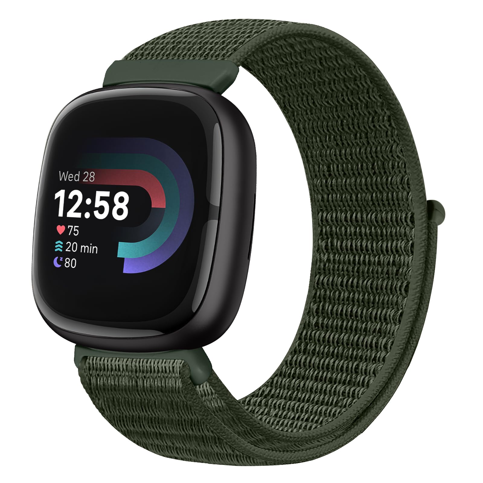 Runostrich Nylon Loop Straps Compatible with Fitbit Versa 4/Sense 2/Versa 3/Sense, Soft Breathable Sport Adjustable Replacement Band Women Man Wristband Accessories