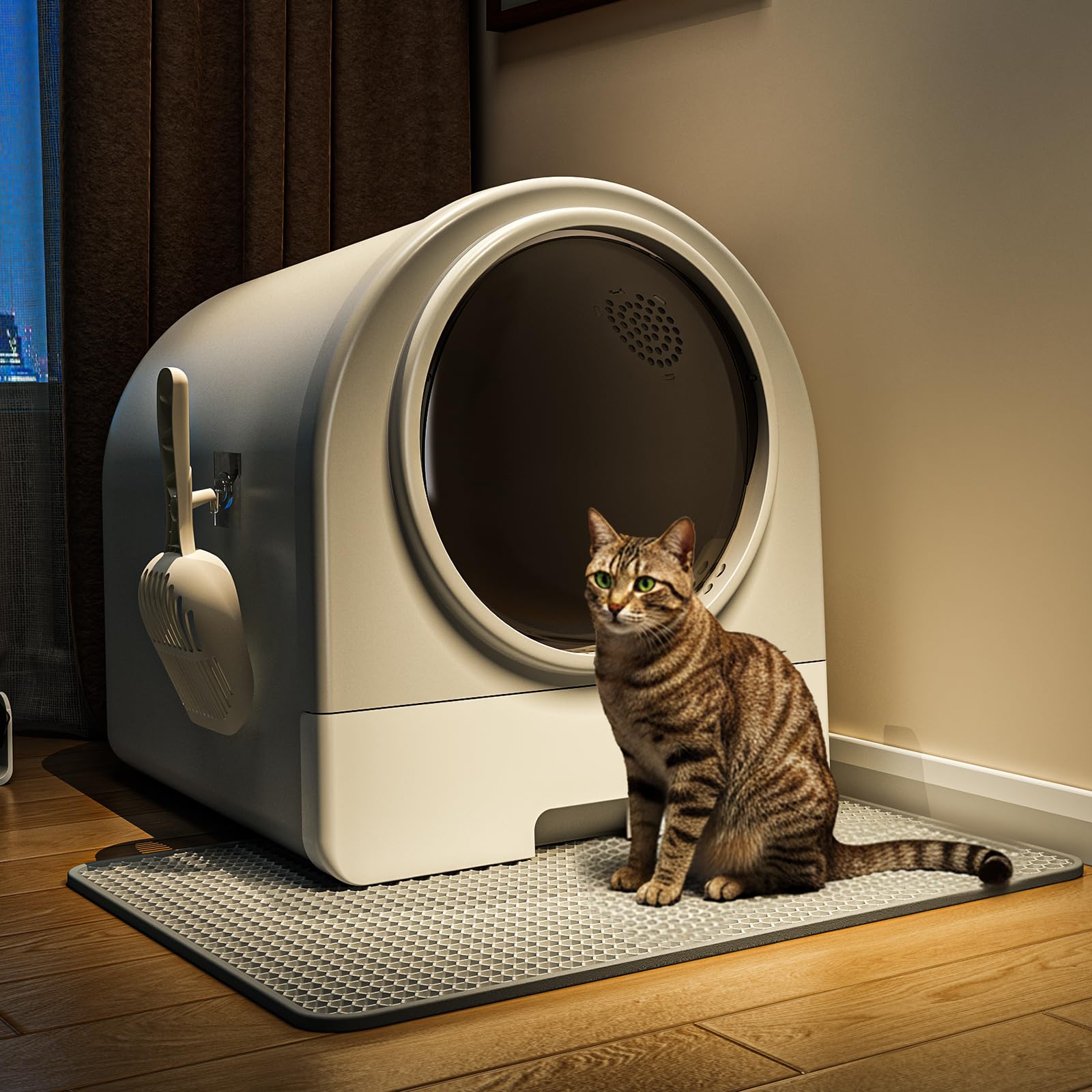 Photo 1 of ***FACTORY SEALED***Oneluck Dome Litter Box, Drawer Type Large XL Cat Toilet, Covered Hidden Dog Proof,with Scoop,Mat, for Odor Control and Less Trackin,Gray