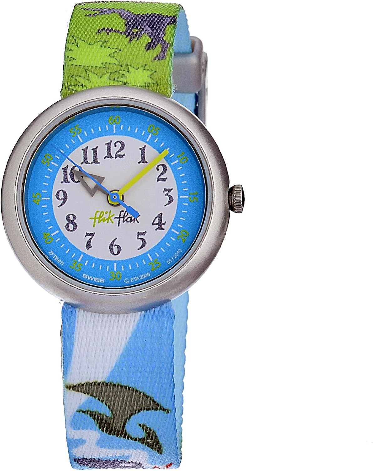 Swatch Kids' ZFTB011-STD Quartz Blue Dial Dinosaur Theme Watch: Amazon