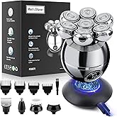 Head Shavers for Bald Men, Wjiang 6 in 1 Electric Razor Mens Shaver Wet Dry Cordless Electric Skull Shavers 7D Floating Rechargeable Bald Head Shaver Back for Men Father's Day Gifts