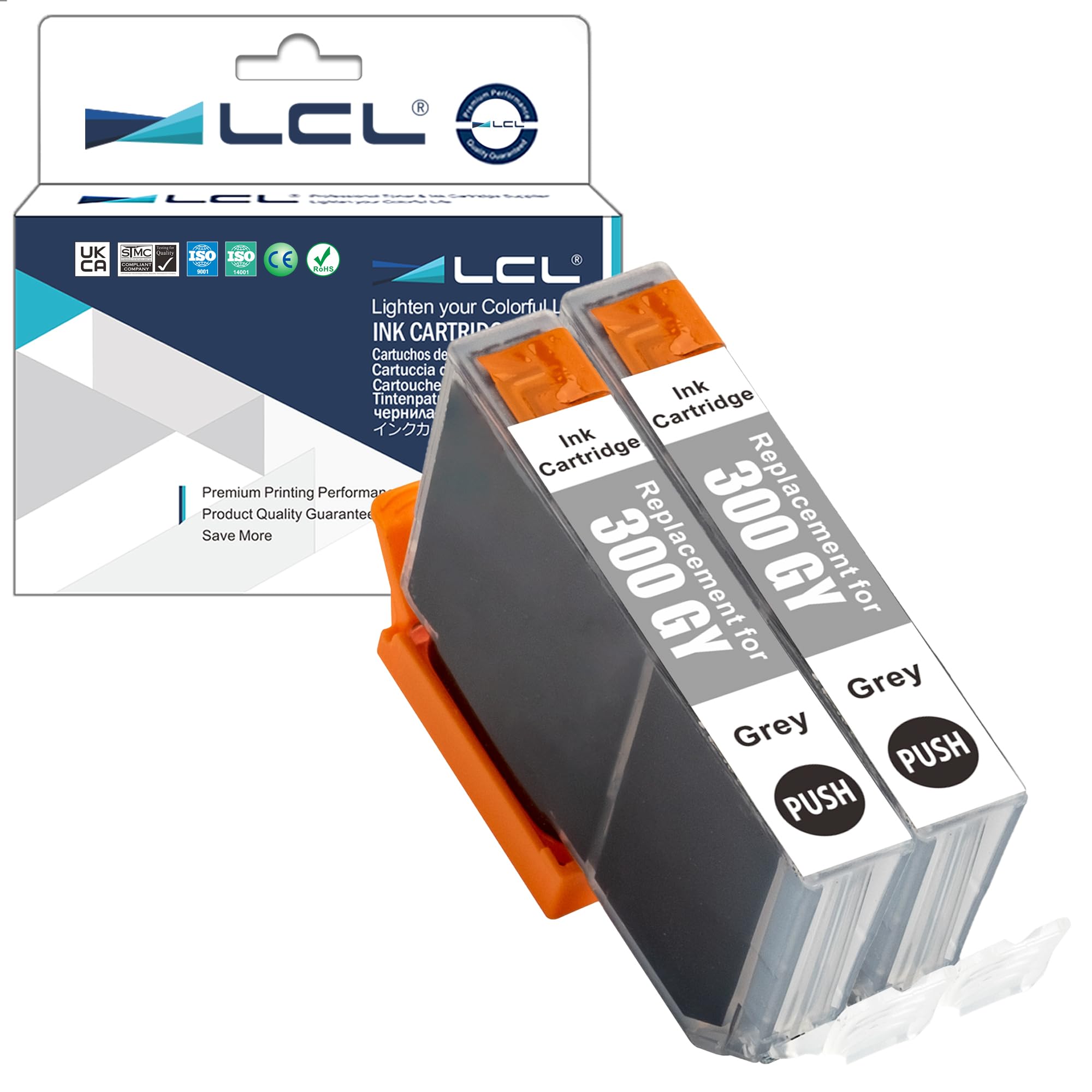 LCL Compatible Ink Cartridge PFI-300 PFI-300GY (2Pack Grey) Replacement for Canon imagePROGRAF PRO-300