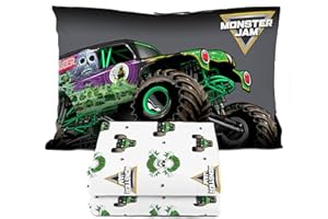 Sunny Side Up Monster Jam Grave Digger Toddler Sheet Set - 3 Piece Toddler Bedding Set Includes Pillow Cover - Super Soft Microfiber Sheets