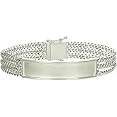 Jewels By Lux Sterling Silver Mens 12.9 mm Cuban Link ID Bracelet Size 8 Inches