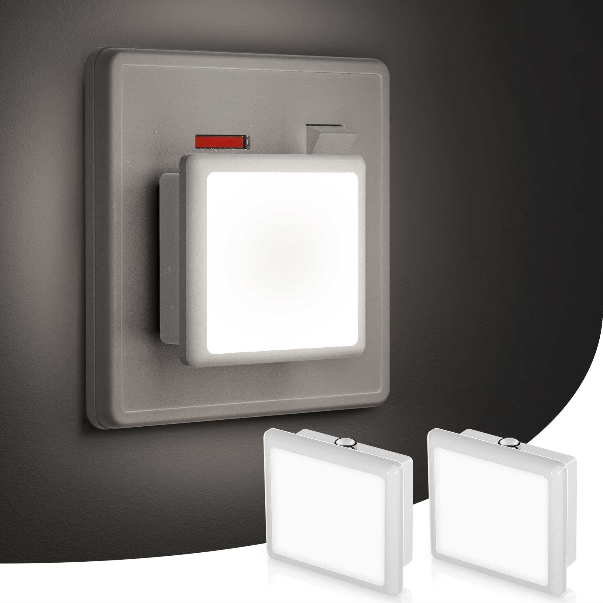 LOHAS-LED Night Light[2 Pack], Night Light Plug in Wall with Dusk to Dawn Photocell Sensor, 6000K Cool White, Nightlight for Kids/Children, Stairs, Hallway, Kitchen, Bedroom