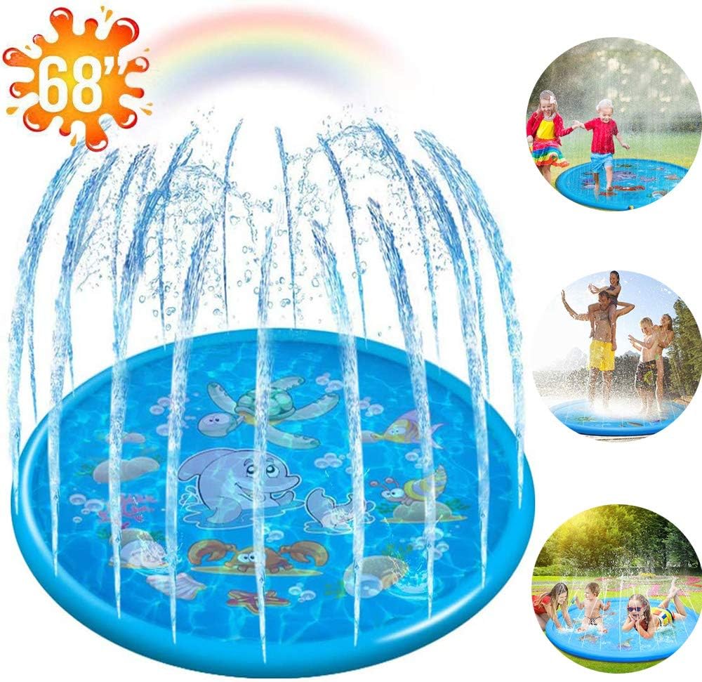 Sprinkler for Kids, Splash Pad,Shanglite 68" Splash Pad Play Mat Water Toys,Summer Outdoor Party Water Toys,for 1-14 Years Old Toddlers Baby Kids Children