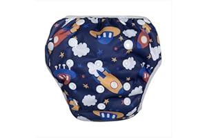 CHIPPI & CO Adjustable Swim Diapers Size 2 3 4, Reusable Swim Diaper for New Born, Infant, Baby, Toddlers Under 20 Lbs, Anti Solids Leak & Water Resistant Swimming Diapers (Space, Adjustable)