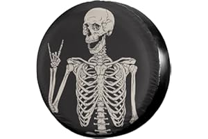 Dujiea Rock and Roll Skull Skeleton Spare Tire Cover, Universal Wheel Tire Cover Dust-Proof Tire Protectors for Trailer Rv Van SUV Truck Camper and Many Vehicle 14 15 16 17 Inch