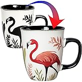 Asmwo Color Changing Flamingo Coffee Mug 16oz - Ceramic Heat Sensitive Cup for Tea Cocoa Milk, Funny Coffee Mugs, Flamingo Gifts for Women Mothers Valentines Day