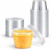5.5 oz Clear Plastic Souffle Cups, BPA Free Portion Cups with Lids, 50 Sets | Perfect for sauces, dressings, condiments, samples, snacks and portion control applications
