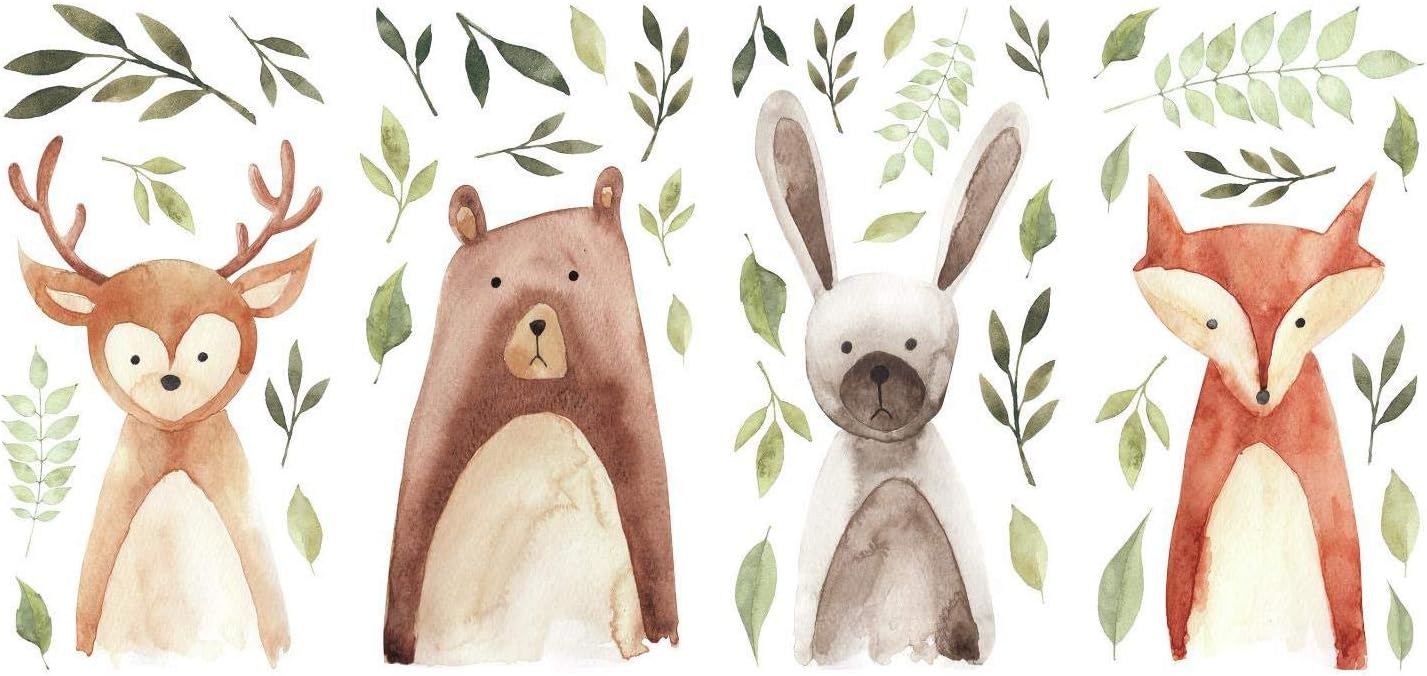 RoomMates RMK4020SCS Watercolor Woodland Critters Peel and Stick Wall Decals,Brown, Gray, Green, Orange, tan - Image 4