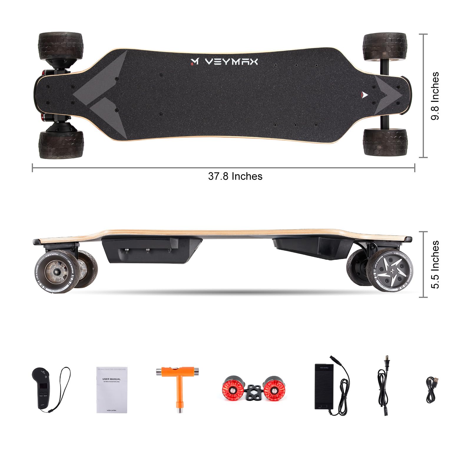 VeyMax X4/Cejour Electric Skateboard with Remote, 29 Mph Top Speed, 1100W Hub Motor, Electric Longboard for Adults ＆ Teens Beginners