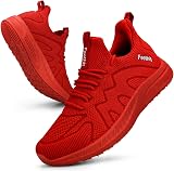 Feethit Women Trainers Casual Sneakers Lightweight Breathable Red 5.5