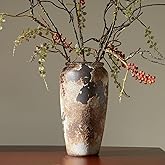 Smiletag Rustic Vase for Home Decor, Farmhouse Terracotta Vases, Stone Vases, Large Vases for Living Room Decor, Rustic Flower Vase Decoration for Living Room Tall Ceramic Vase