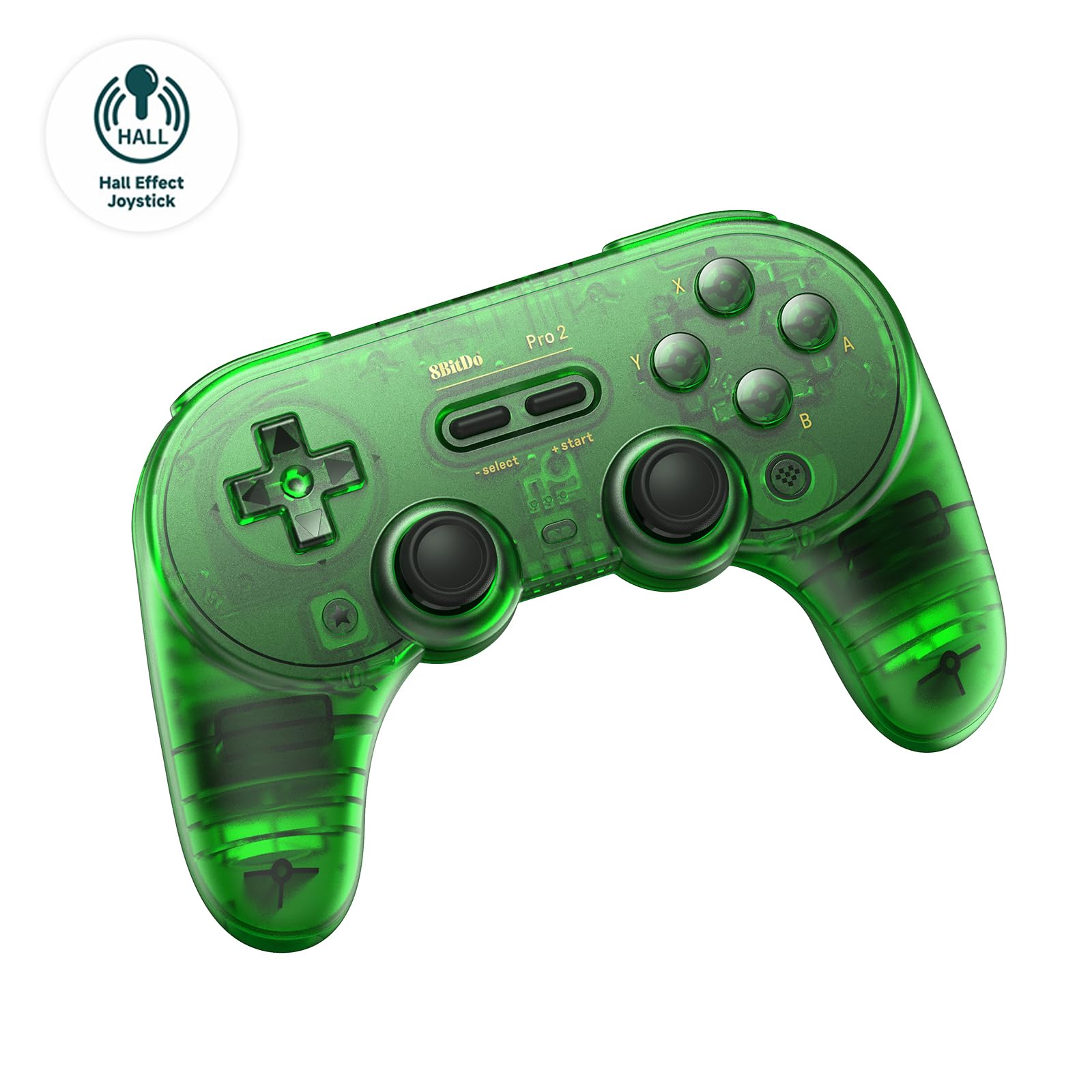 Photo 1 of AKNES 8Bitdo Pro 2 Bluetooth Controller, Hall Effect Joystick Update, Gaming Controller Compatible with Switch, Apple, Windows, Steam Deck, Android and Raspberry Pi - Jade Green