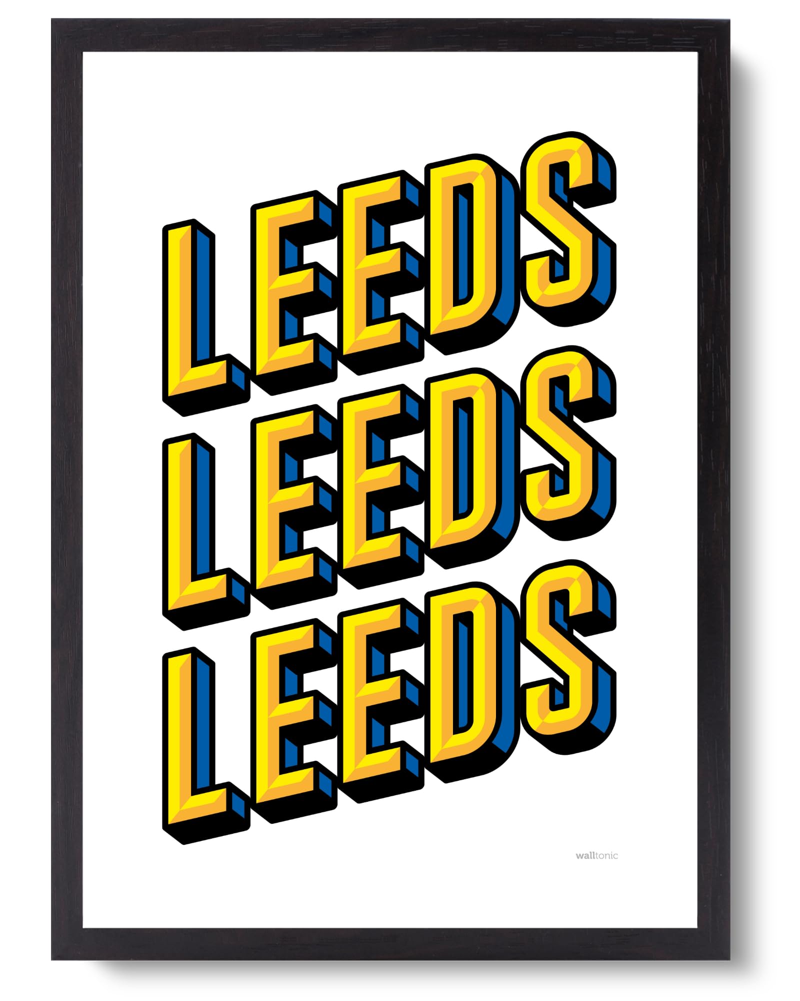walltonic - Leeds United FC Football Club 'Leeds Leeds Leeds' Minimalist Wall Art Print Poster Gift - Unframed - Size A3