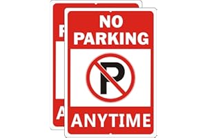 KOALAAT No Parking Anytime Sign, No Parking Signs, (2 Pack) 10 x 14 Inches Large Reflective Aluminum Metal Warning Signage with Symbol for Indoor Outdoor Use