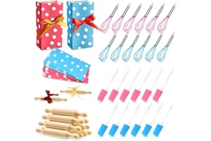 Glimin 48 Pcs Kids Mini Baking Sets for Real Cooking Games Prize Party Favors, with Spatula, Rolling Pin, Whisk, Gift Bags for Baking Cooking Party Class