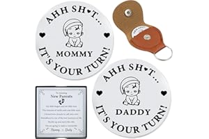 DESKINATOR Who’s on Diaper Duty? Hilarious New Parent Flip Coin to Share Baby Care & Parenting Tasks – Mommy’s Turn vs Daddy’s Turn - Adorable Keepsake for Baby Shower, Pregnancy & First-Time Parents