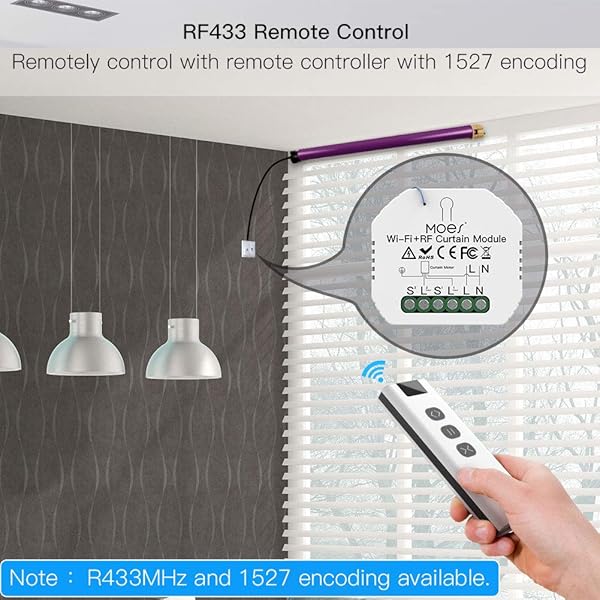 MOES RF433 Alexa Interruptor Persianas WiFi Mini Inteligente mdulo de interruptores para persianas y cortinas con motor elctricocompatible con Smart LifeTuyaAlexa y Google Home